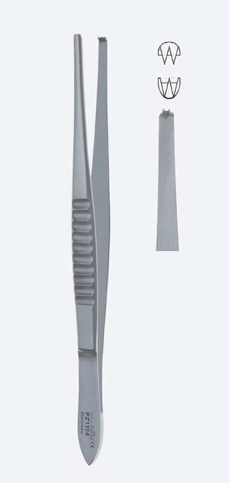 Пінцети, хірургічні, "Modell Usa", для тканин, прямі, кінчик 3,2 мм, зубці 2 х 3, загальна довжина 200 мм, 8". Бренд - Asanus Medizintechnik Gmb, Німеччина